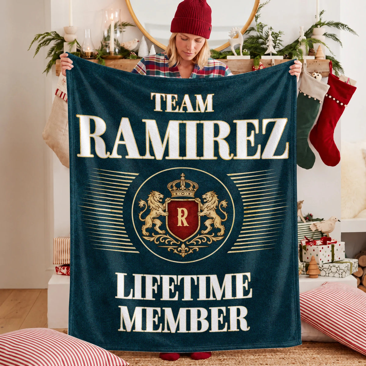 Team Your Name Lifetime Member Sage Green Fleece Blanket RAMIREZ 13K1 BK42