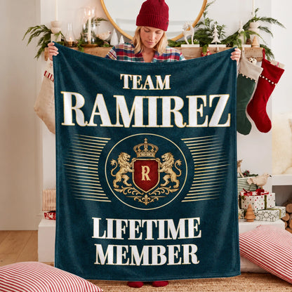 Team Your Name Lifetime Member Sage Green Fleece Blanket RAMIREZ 13K1 BK42