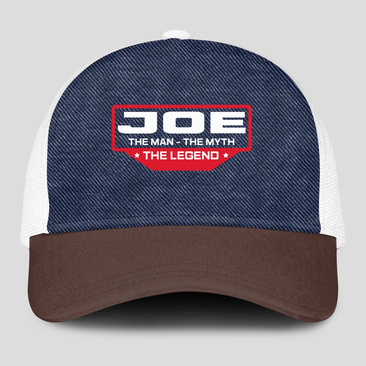 The Man The Myth The Legend Navy Brown And White Mesh Cap JOE 13K1 C200PF