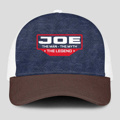 The Man The Myth The Legend Navy Brown And White Mesh Cap JOE 13K1 C200PF