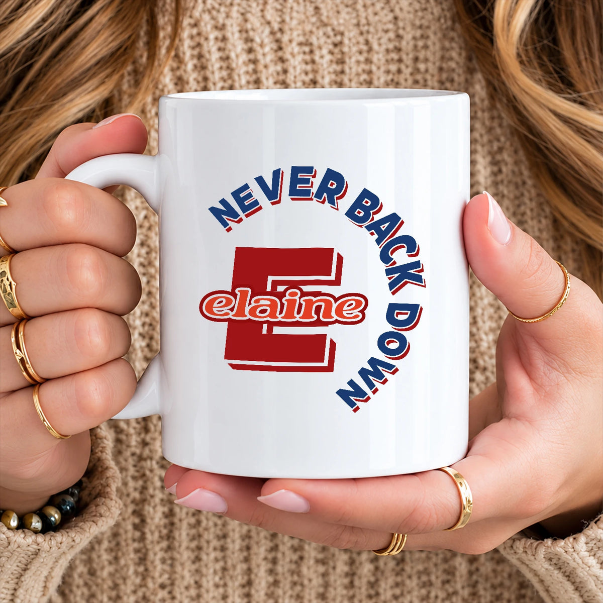 Never Back Down Log With Your Name Mug ELAINE 13K1 MG25