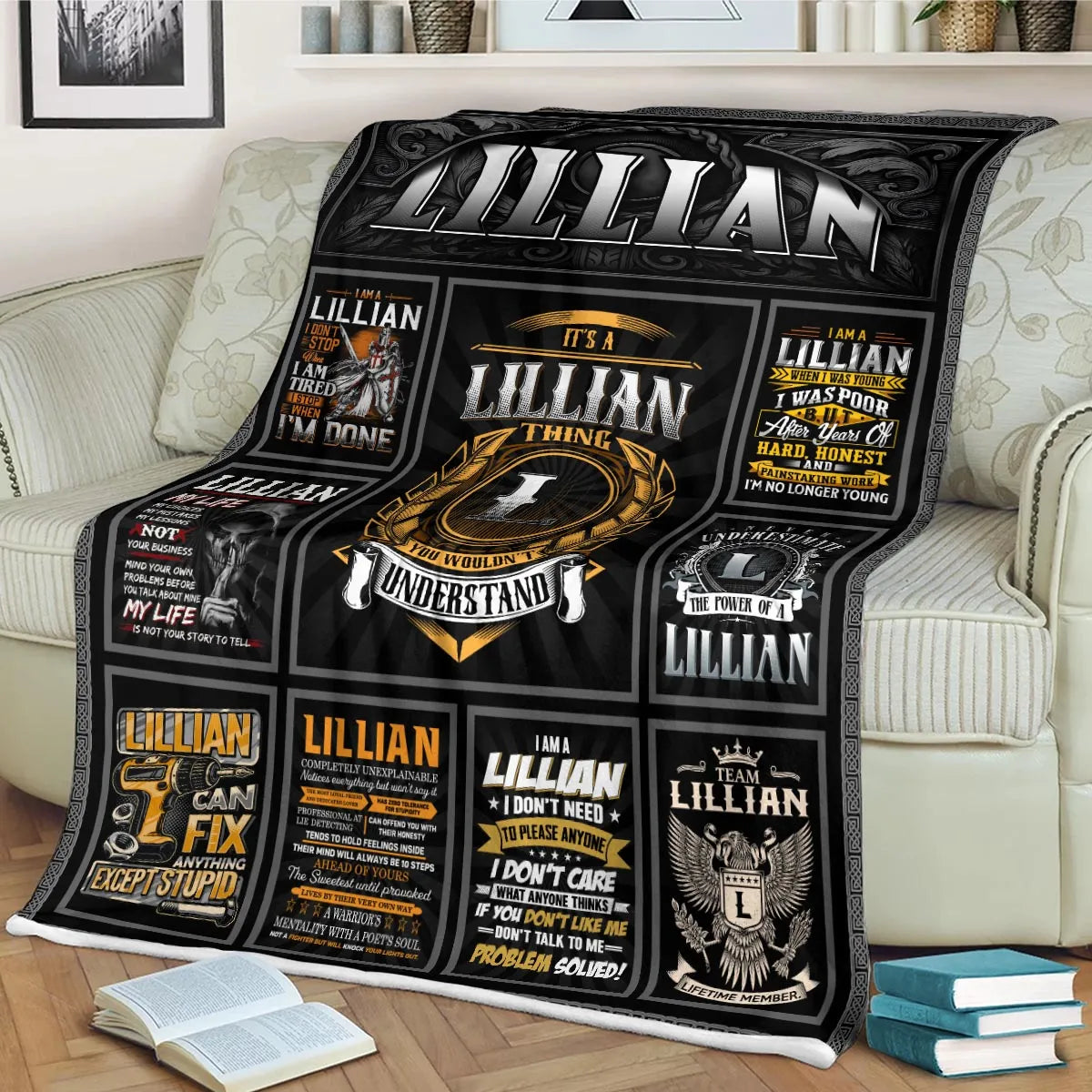 LILLIAN Personalized Blanket | Custom Name Cozy Throw Gift 13K3-BK2