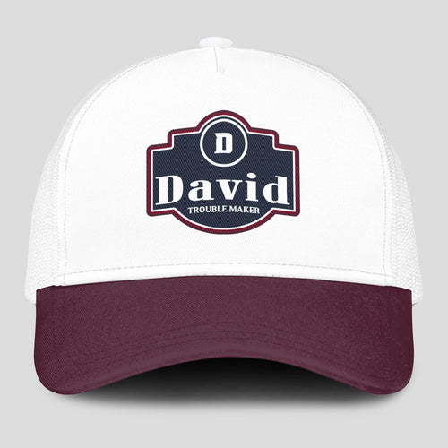 Trouble Maker Burgundy And White Funny Mesh Cap DAVID 13K1 C201PF