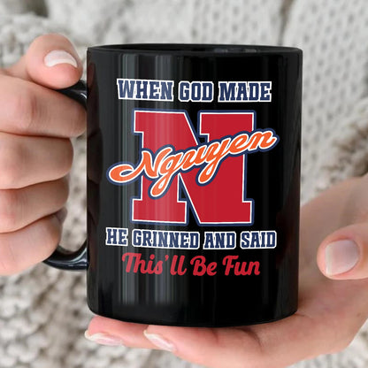 When God Made Your Name Personalized Baseball Mug NGUYEN 13K1 MG07