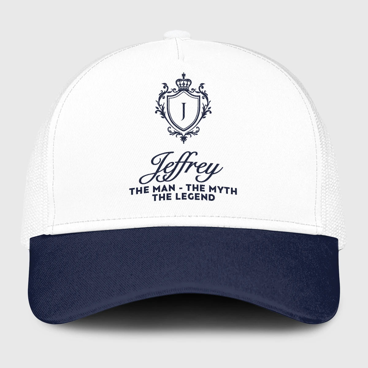 The Man The Myth The Legend Blue And White Baseball Mesh Cap JEFFREY 13K1 C186PF