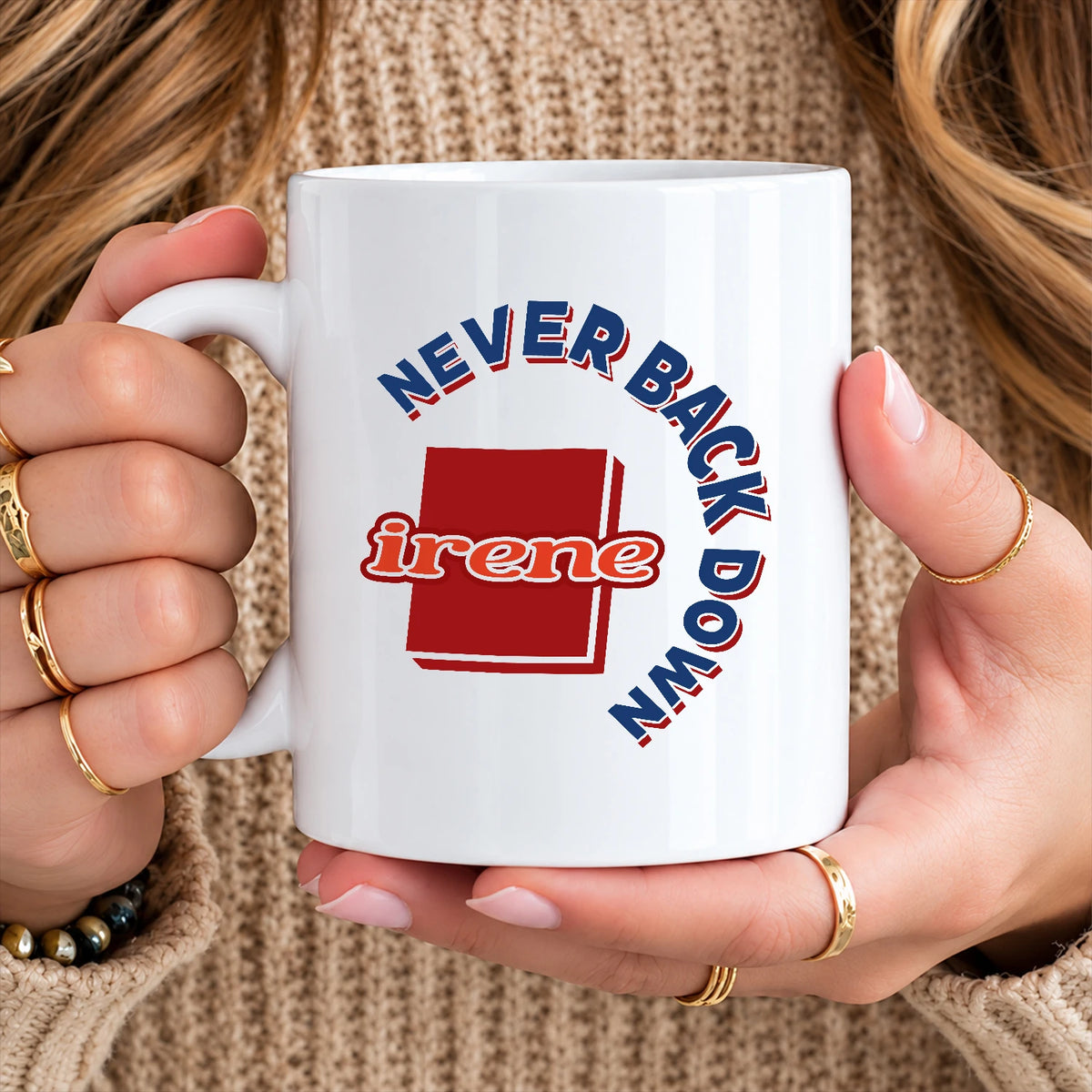 Never Back Down Log With Your Name Mug IRENE 13K1 MG25