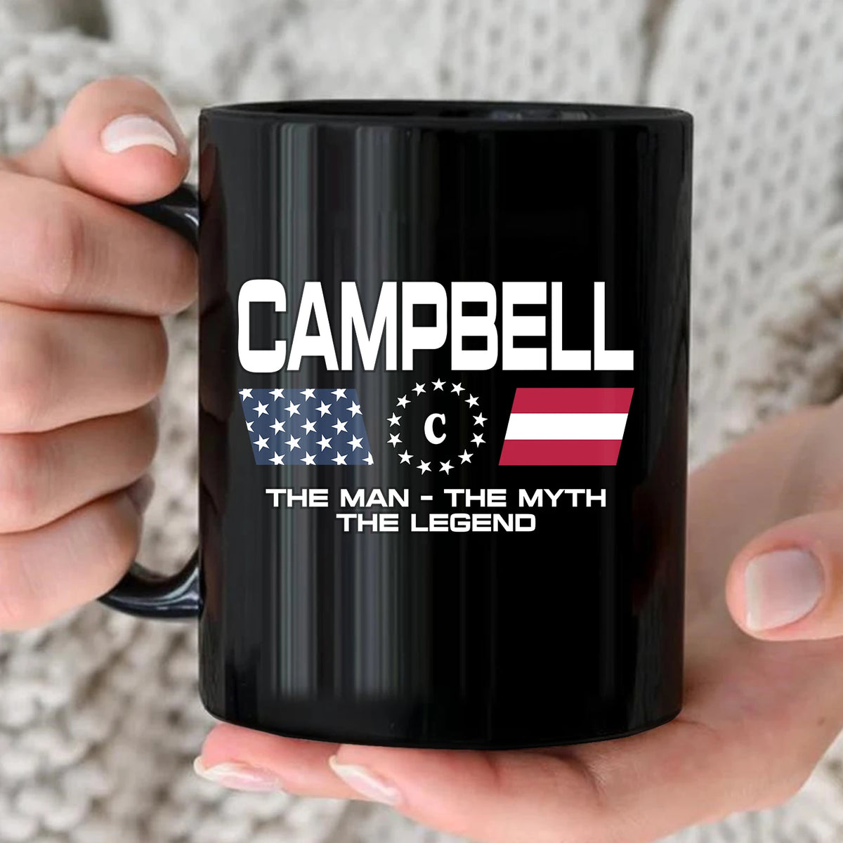 The Man The Myth The Legend Us Flag Mug CAMPBELL 13K1 MG23
