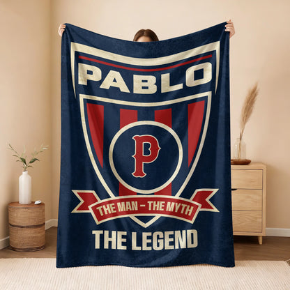 The Man The Myth The Legend Blue Burgundy Baseball Blanket PABLO 13K1 BK18