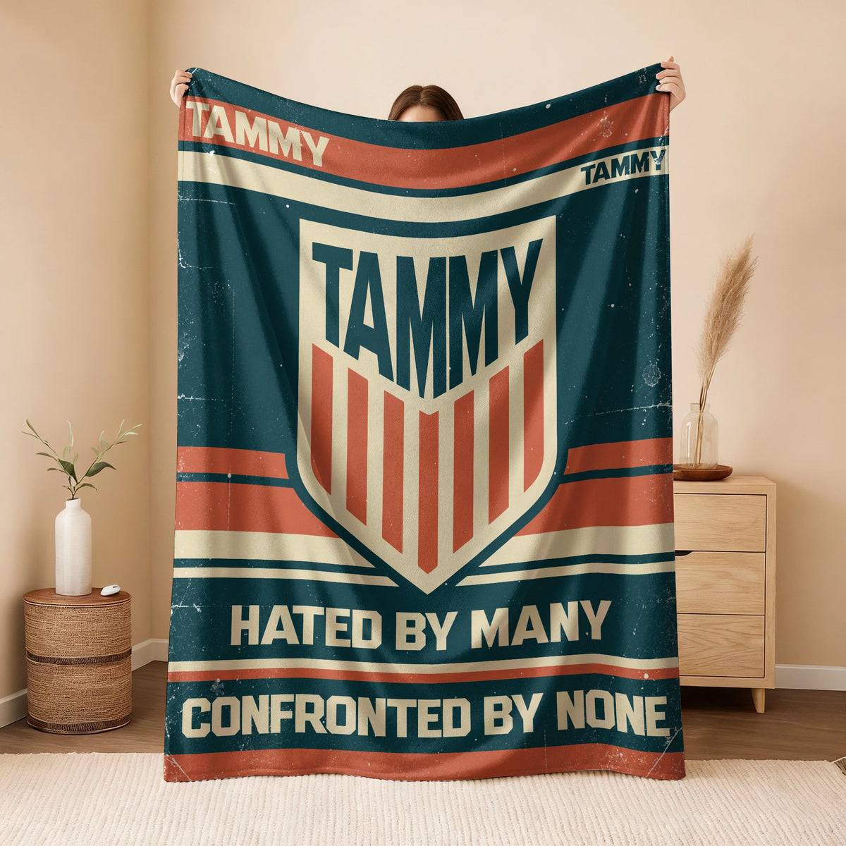 Hated By Many Confronted By None Retro Fleece Blanket TAMMY 13K1 BK58