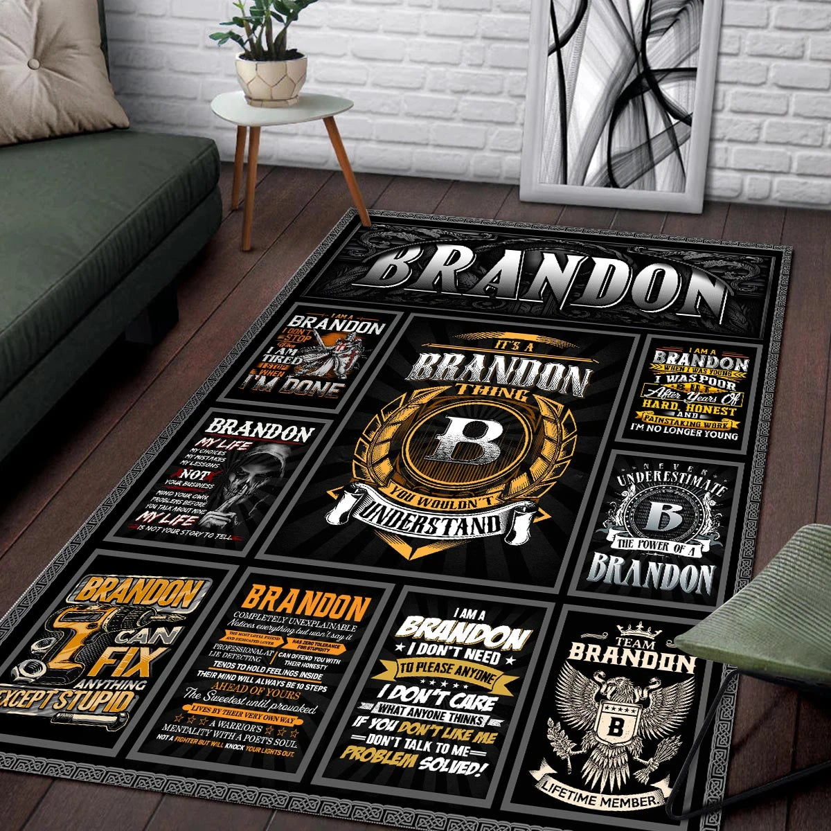 BRANDON Personalized Sponge Floor Mat – Custom Printed Home Decor 13K1-AR2