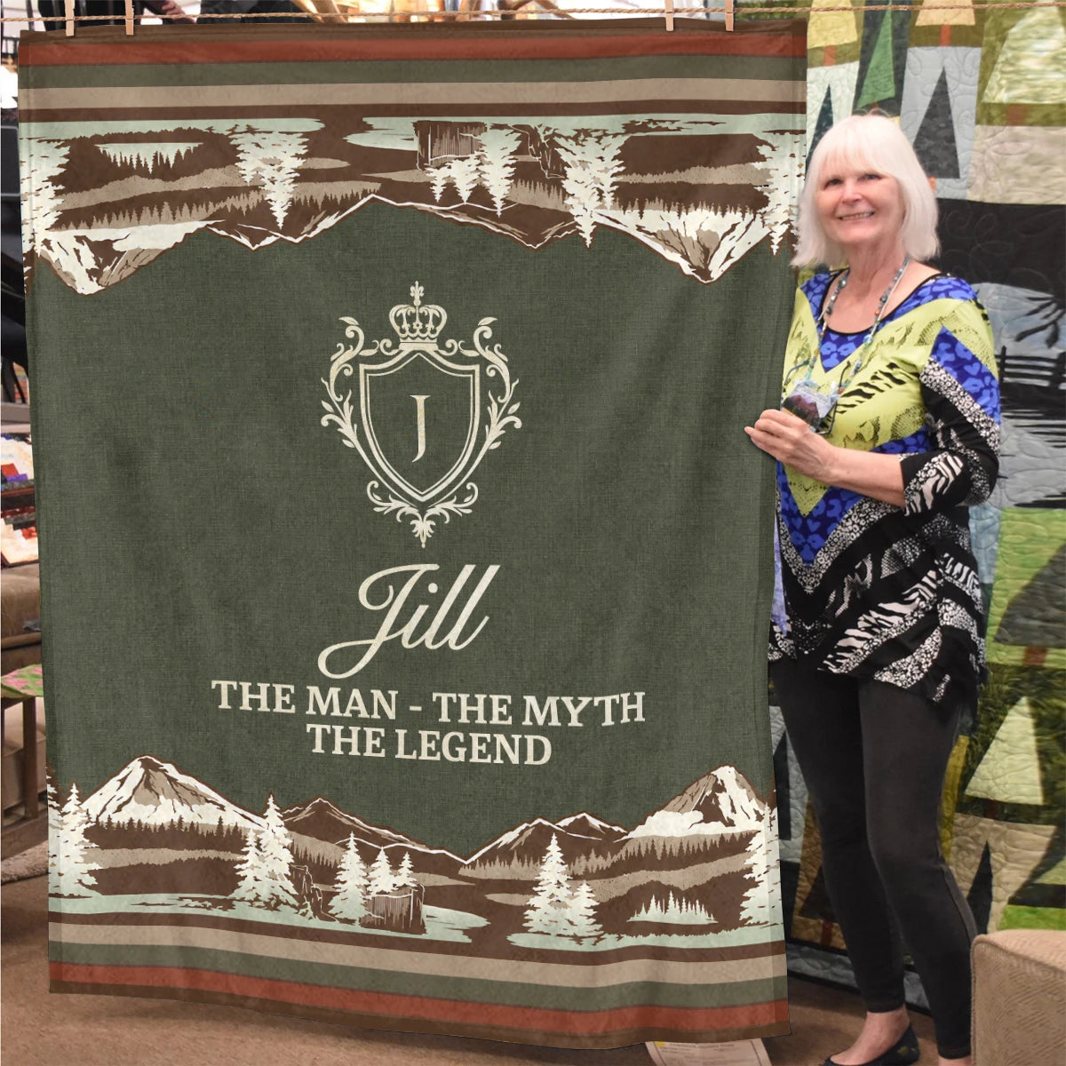 The Man The Myth The Legend Deer In Forest Brown Fleece Blanket JILL 13K1 BK10