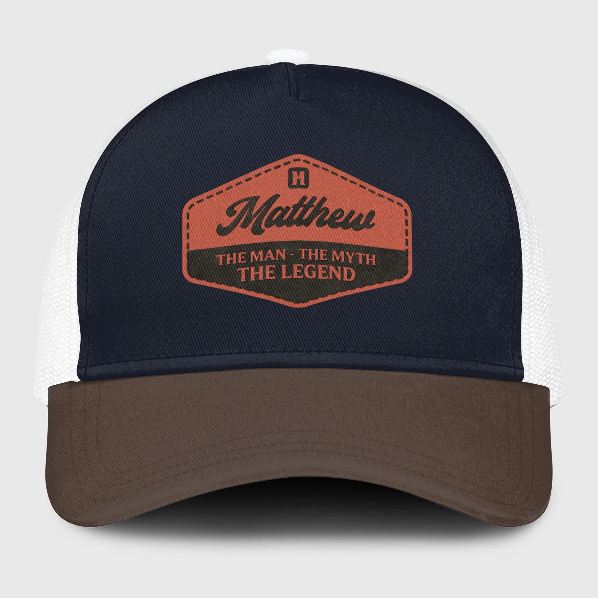 The Man The Myth The Legend Navy And Brown Mesh Cap MATTHEW 13K1 C188PF