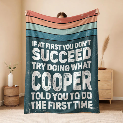 If At First You Don’t Succeed Retro Green Fleece Blanket COOPER 13K1 BK29