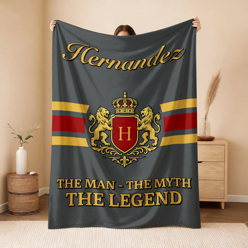 The Man The Myth The Legend Blue & Gold Fleece Blanket HERNANDEZ 13K1 BK07