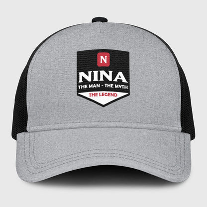 The Man The Myth The Legend Gray Mesh Cap NINA 13K1 C189PF