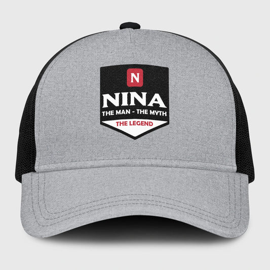 The Man The Myth The Legend Gray Mesh Cap NINA 13K1 C189PF