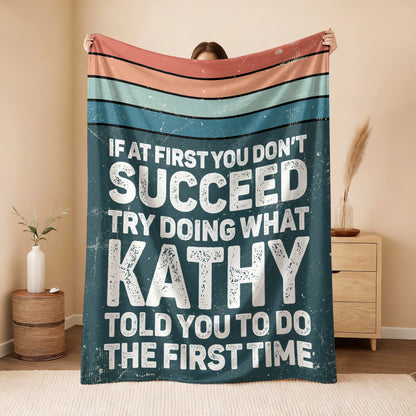 If At First You Don’t Succeed Retro Green Fleece Blanket KATHY 13K1 BK29