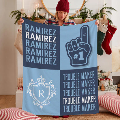 Trouble Maker Funny Blue Fleece Blanket RAMIREZ 13K1 BK21