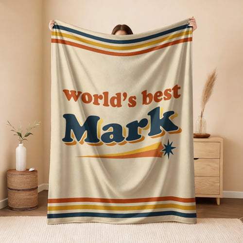 World's Best Your Name Retro Fleece Blanket MARK 13K1 BK64