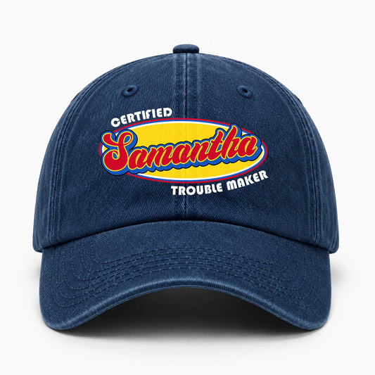 Certified Your Name Trouble Maker Washed Cap SAMANTHA 13K1 C73PF