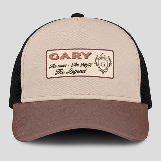 The Man The Myth The Legend Brown And Beige Mesh Cap GARY 13K1 C213PF