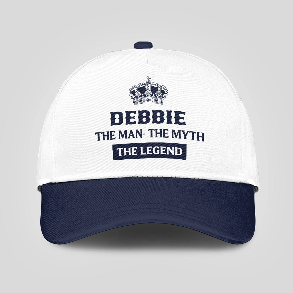 The Man The Myth The Legend King Crown Blue And White Cap DEBBIE 13K1 C147PF