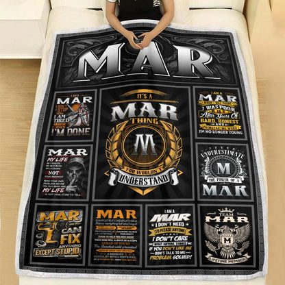 MAR Personalized Blanket | Custom Name Cozy Throw Gift 13K1-BK2
