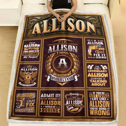 ALLISON Personalized Blanket | Custom Name Cozy Throw Gift 13K1-BK4