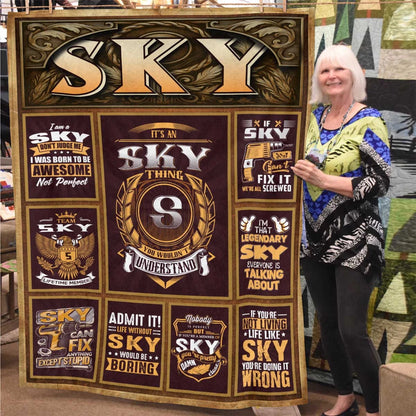 SKY Personalized Blanket | Custom Name Cozy Throw Gift 13K1-BK4