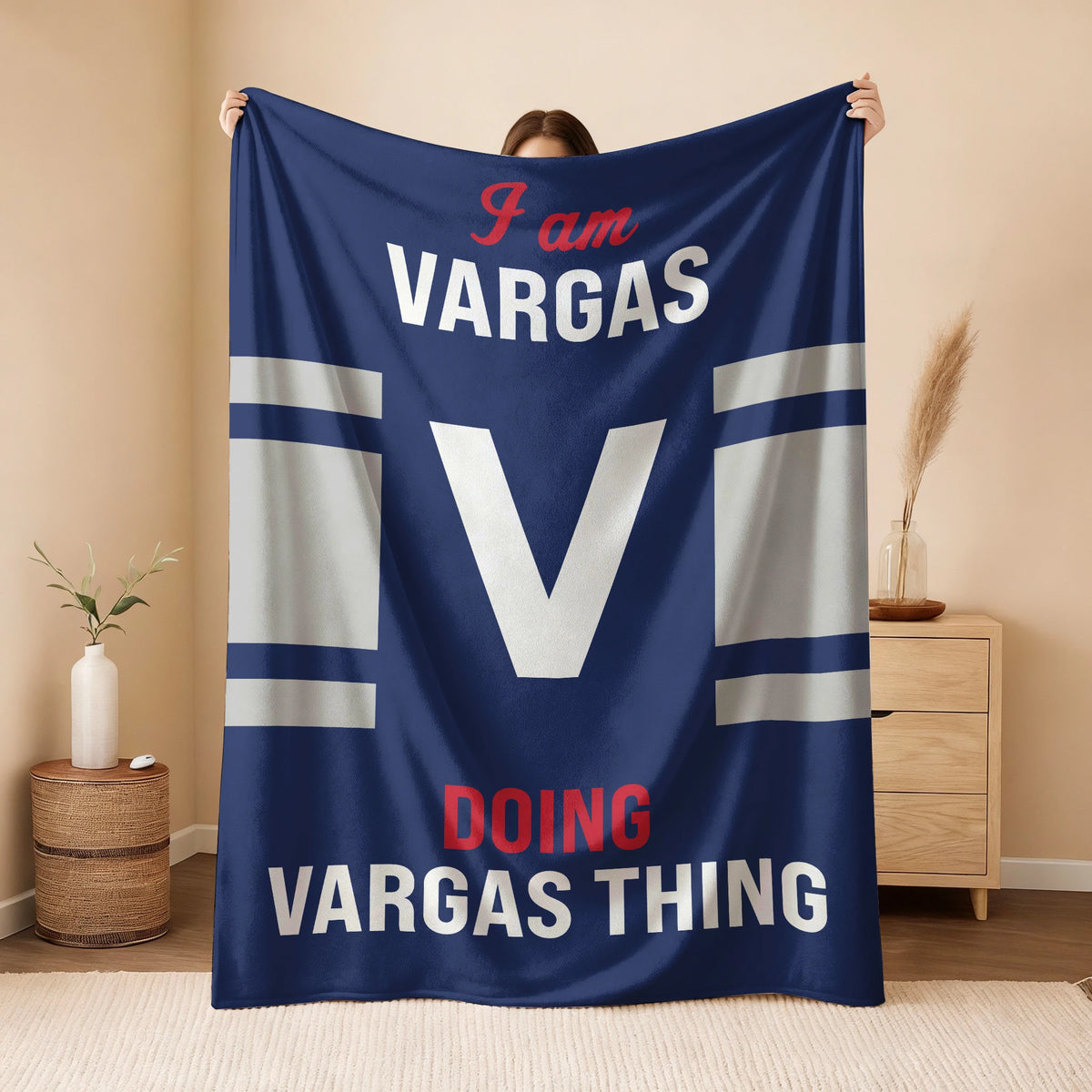 I'm Name Doing Name Things Navy Fleece Blanket VARGAS 13K1 BK51