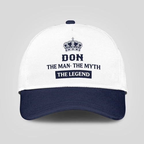 The Man The Myth The Legend King Crown Blue And White Cap DON 13K1 C147PF