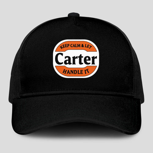 Keep Calm & Let Your Name Handle It Black Mesh Cap CARTER 13K1 C199PF