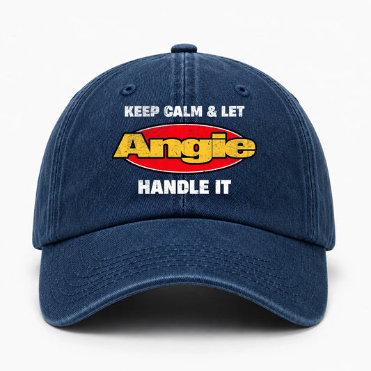 Keep Calm & Let Your Name Handle It Yellow And Red Logo Washed Cap ANGIE 13K1 C172PF