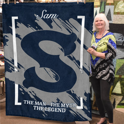 The Man The Myth The Legend Navy Baseball Fleece Blanket SAM 13K1 BK17