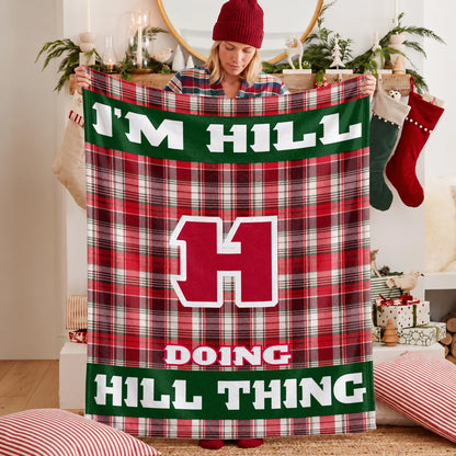 I'm Name Doing Name Things Red Plaid Fleece Blanket HILL 13K1 BK49