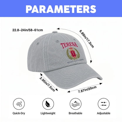 Your Name Never Back Down Royal Washed Cap TERESA 13K1 C77PF