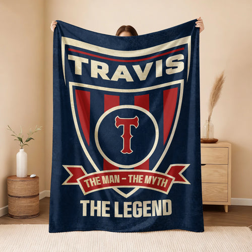 The Man The Myth The Legend Blue Burgundy Baseball Blanket TRAVIS 13K1 BK18
