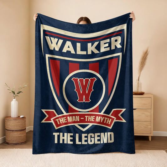 The Man The Myth The Legend Blue Burgundy Baseball Blanket WALKER 13K1 BK18