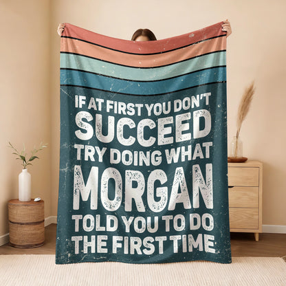 If At First You Don’t Succeed Retro Green Fleece Blanket MORGAN 13K1 BK29