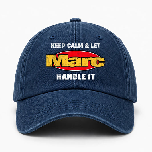 Keep Calm & Let Your Name Handle It Yellow And Red Logo Washed Cap MARC 13K1 C172PF