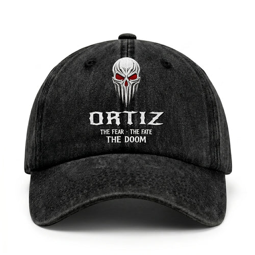 Your Name The Fear The Fate The Doom Skull Washed Cap ORTIZ 13K1 C98PF