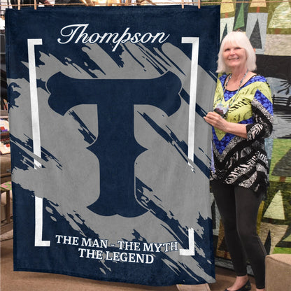The Man The Myth The Legend Navy Baseball Fleece Blanket THOMPSON 13K1 BK17