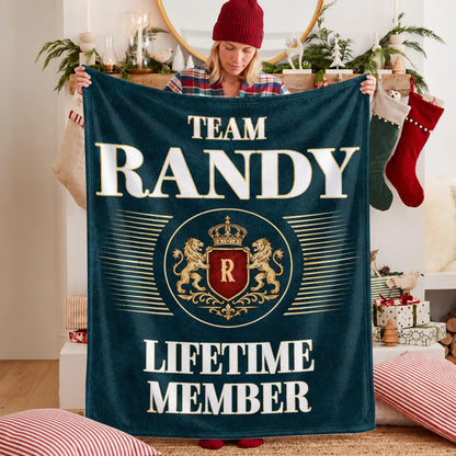 Team Your Name Lifetime Member Sage Green Fleece Blanket RANDY 13K1 BK42