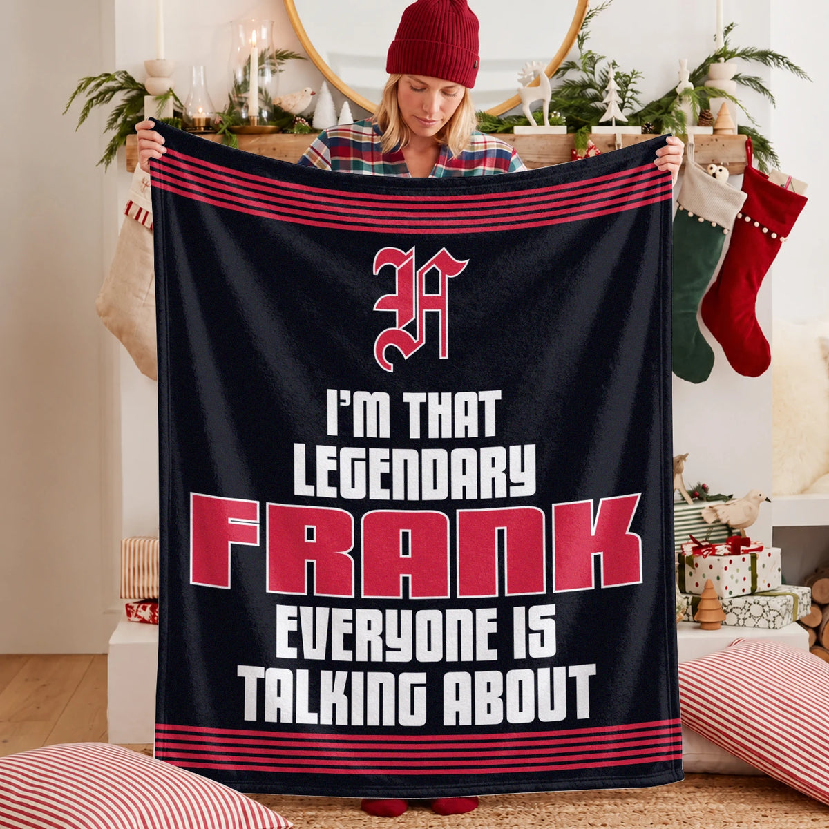 I'm That Legendary Name Dark Red Fleece Blanket FRANK 13K1 BK48