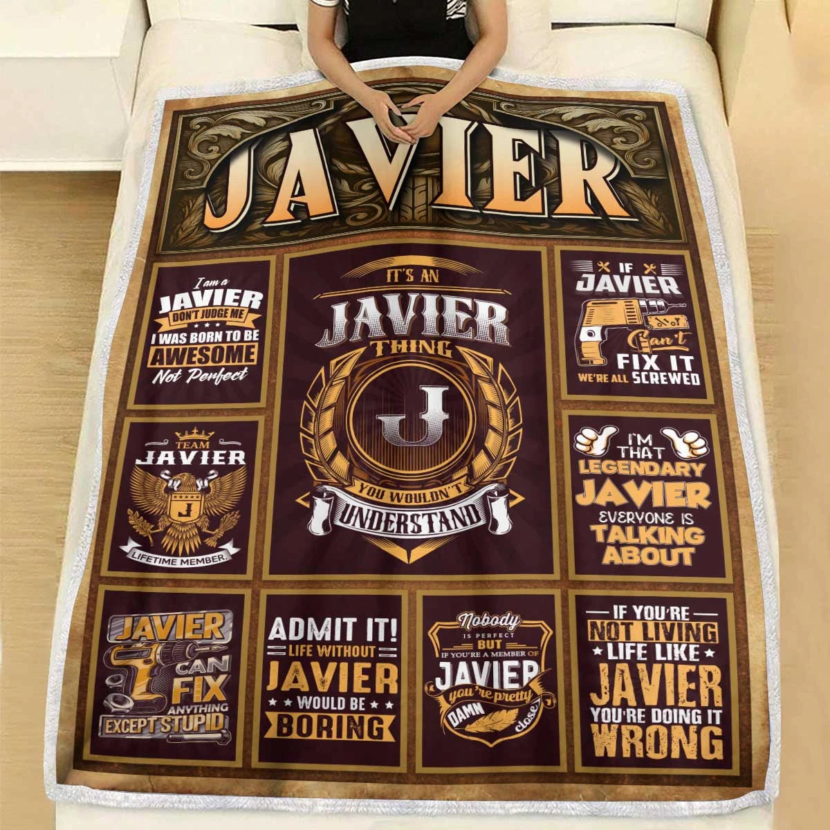 JAVIER Personalized Blanket | Custom Name Cozy Throw Gift 13K1-BK4