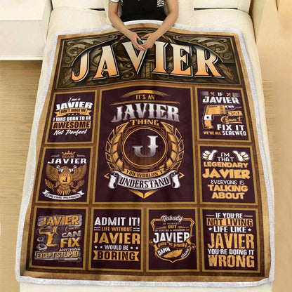 JAVIER Personalized Blanket | Custom Name Cozy Throw Gift 13K1-BK4