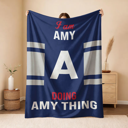 I'm Name Doing Name Things Navy Fleece Blanket AMY 13K1 BK51
