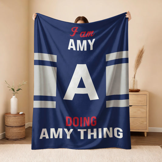 I'm Name Doing Name Things Navy Fleece Blanket AMY 13K1 BK51