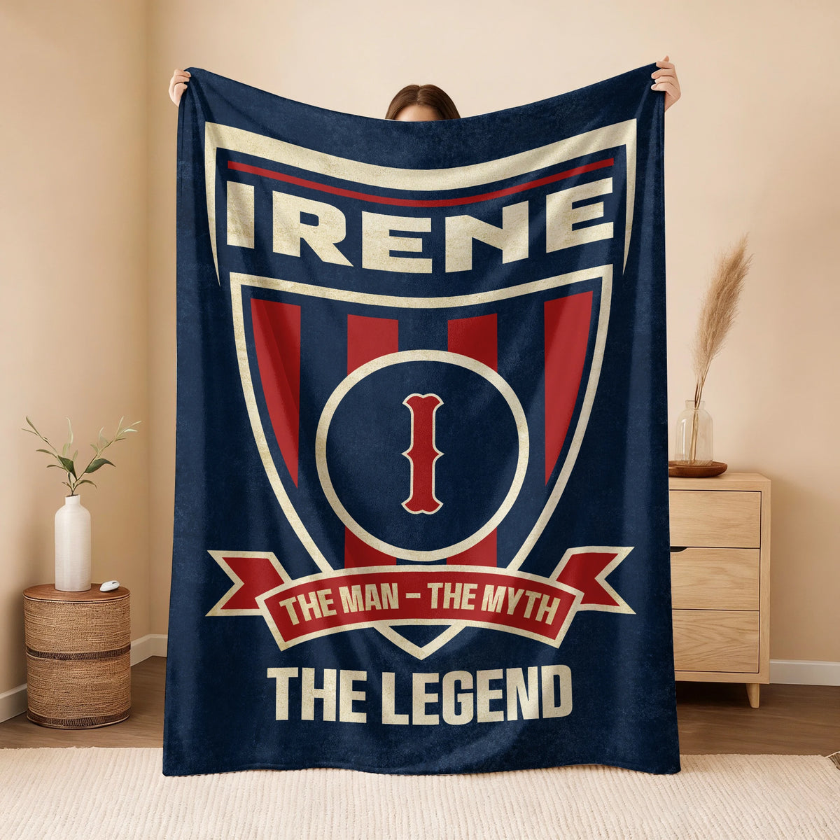 The Man The Myth The Legend Blue Burgundy Baseball Blanket IRENE 13K1 BK18