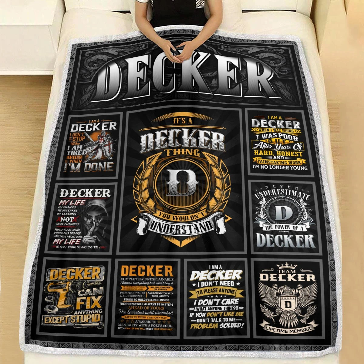 DECKER Personalized Blanket | Custom Name Cozy Throw Gift 13K5-BK2